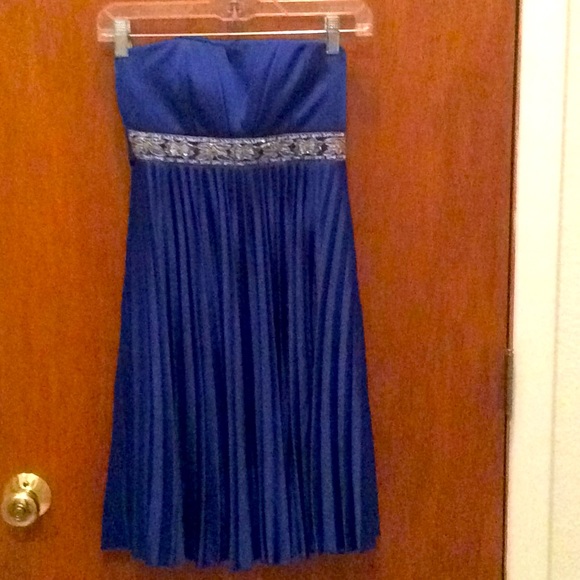 Strapless Beautiful Blue with Beading Dress - Sz S - Picture 2 of 6